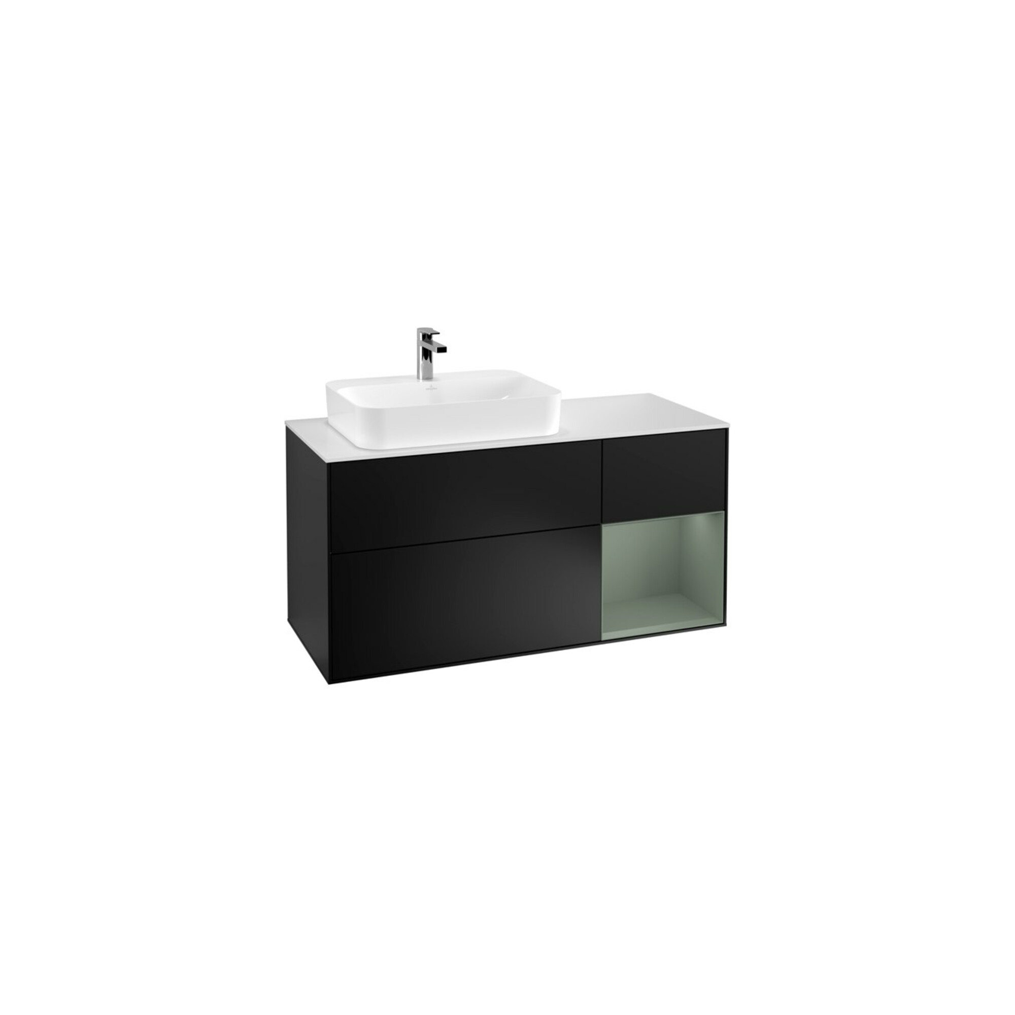 V&B Waschtischunterschrank Wandbeleuchtung Finion 120cm, Pl w m, Rg r Ol m Lac, bla m Lac ; Villeroy & Boch