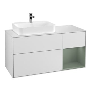 V&B Waschtischunterschrank Wandbeleuchtung Finion 120cm, Pl w m, Rg r Ol m Lac, wh. m Lac