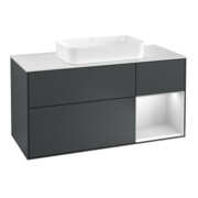 V&B Waschtischunterschrank Wandbeleuchtung Finion 120cm, Pl w m, Rg r w m La, md bl. m Lac