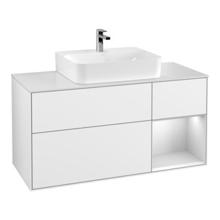 V&B Waschtischunterschrank Wandbeleuchtung Finion 120cm, Pl w m, Rg r w m Lac, glo wh. Lac