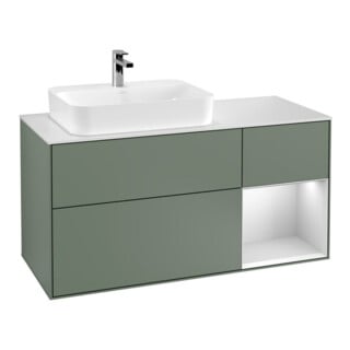 V&B Waschtischunterschrank Wandbeleuchtung Finion 120cm, Pl w m, Rg r w m Lac, Oli. m Lac