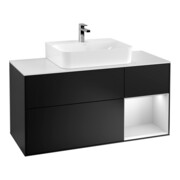 V&B Waschtischunterschrank Wandbeleuchtung Finion 120cm, Pl w m, Rg r wh. m Lac, bla m Lac