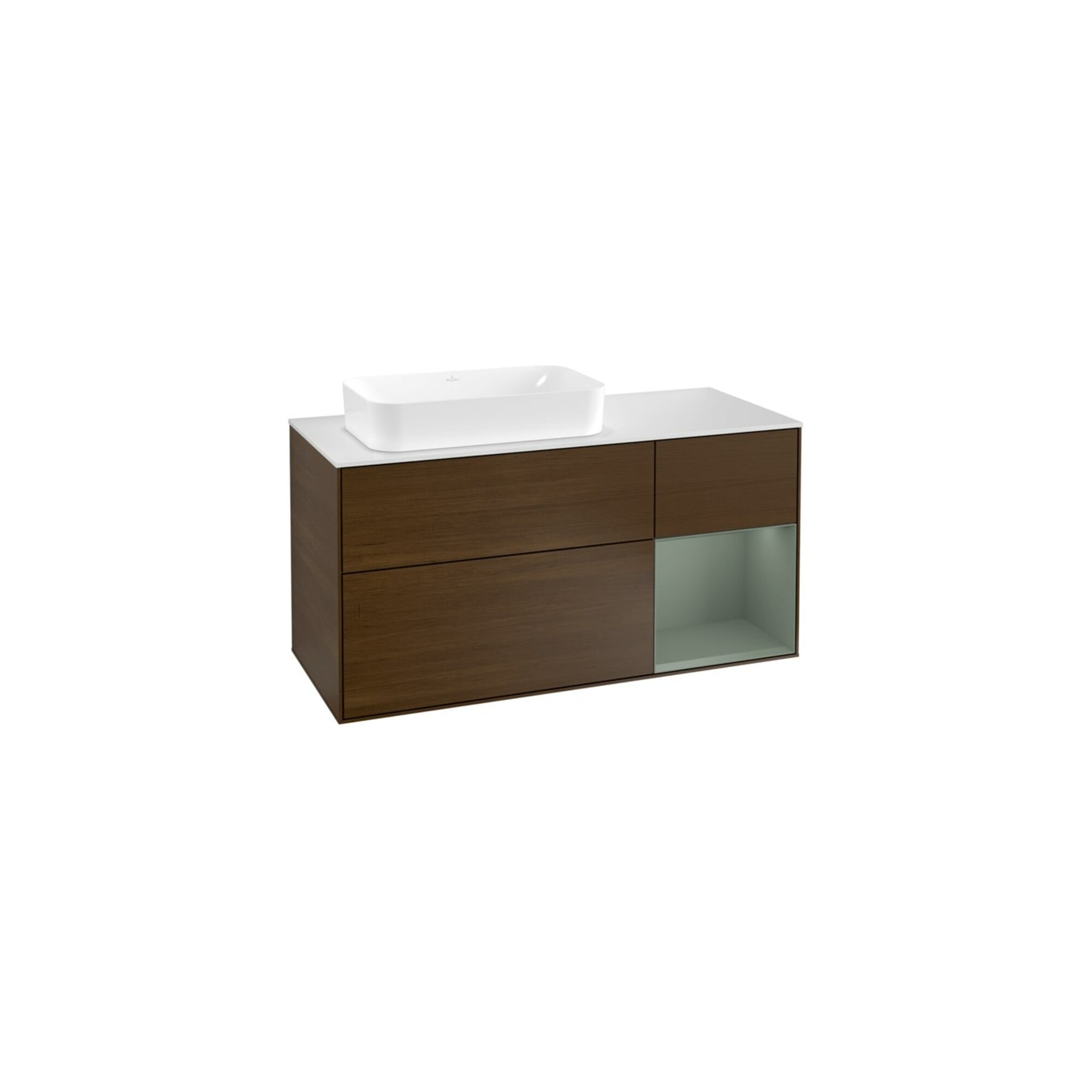 V&B Waschtischunterschrank Wandbeleuchtung Finion 120cm, Pl w m, Rg re Oli. m Lac, wal ven ; Villeroy & Boch