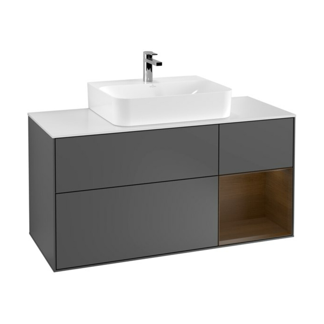 V&B Waschtischunterschrank Wandbeleuchtung Finion 120cm, Pl w m, Rg re wal ven, Anthrac. m