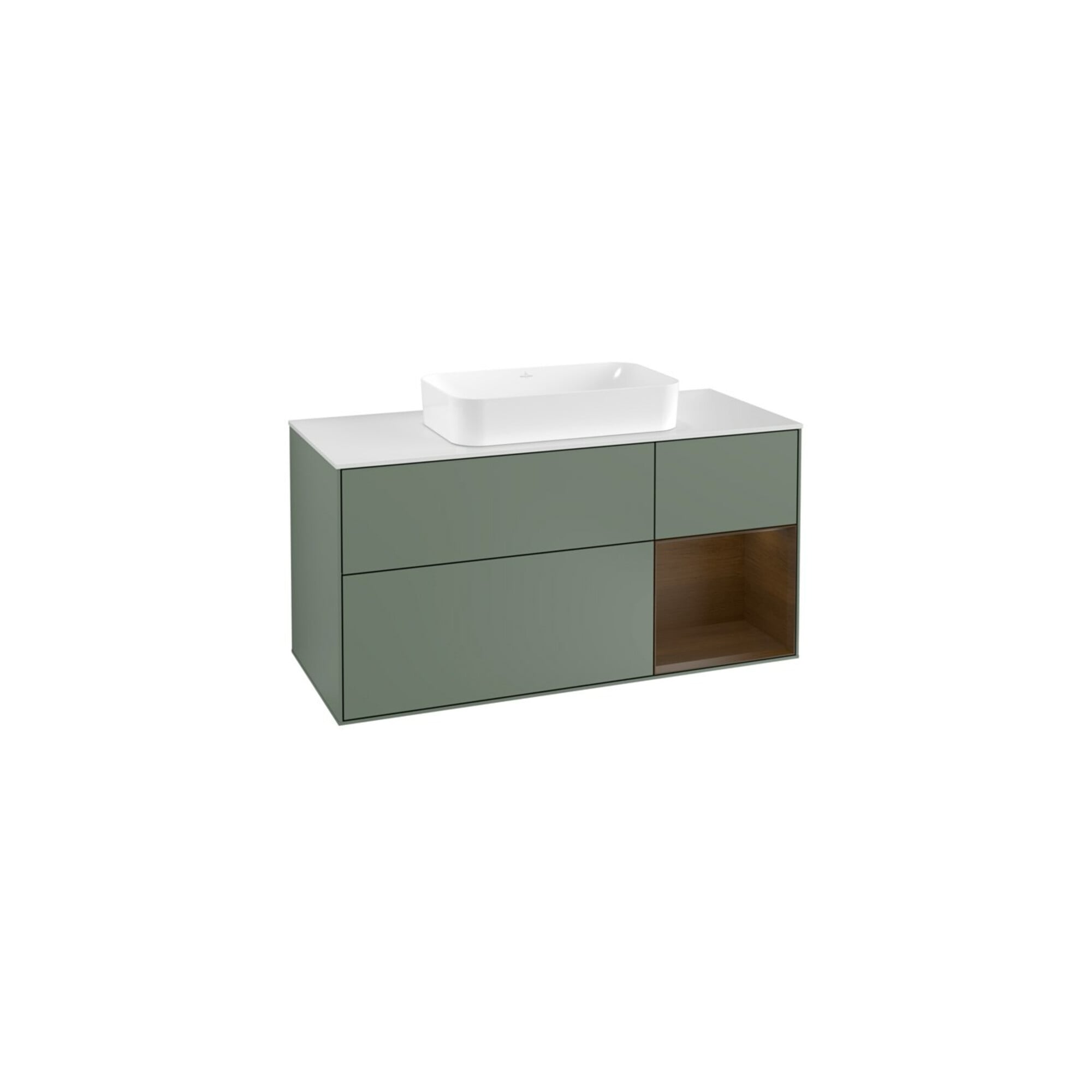 V&B Waschtischunterschrank Wandbeleuchtung Finion 120cm, Pl w m, Rg re wal ven, Oli. m Lac ; Villeroy & Boch