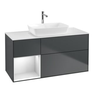 V&B Waschtischunterschrank Wandbeleuchtung Finion 120cm, Pl w m, Rg w m Lac, md bl. m Lac