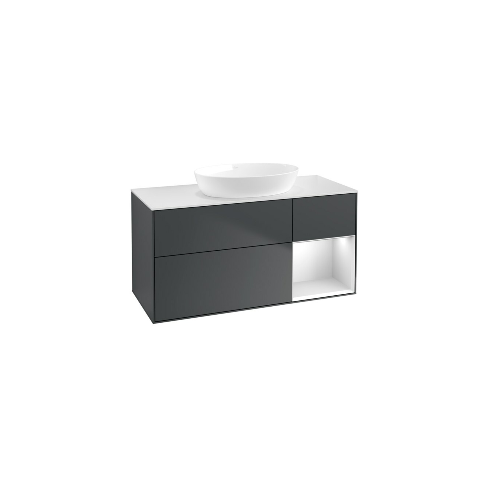 V&B Waschtischunterschrank Wandbeleuchtung Finion 120cm, Pl w m, Rg w m Lac, md bl. m Lac ; Villeroy & Boch