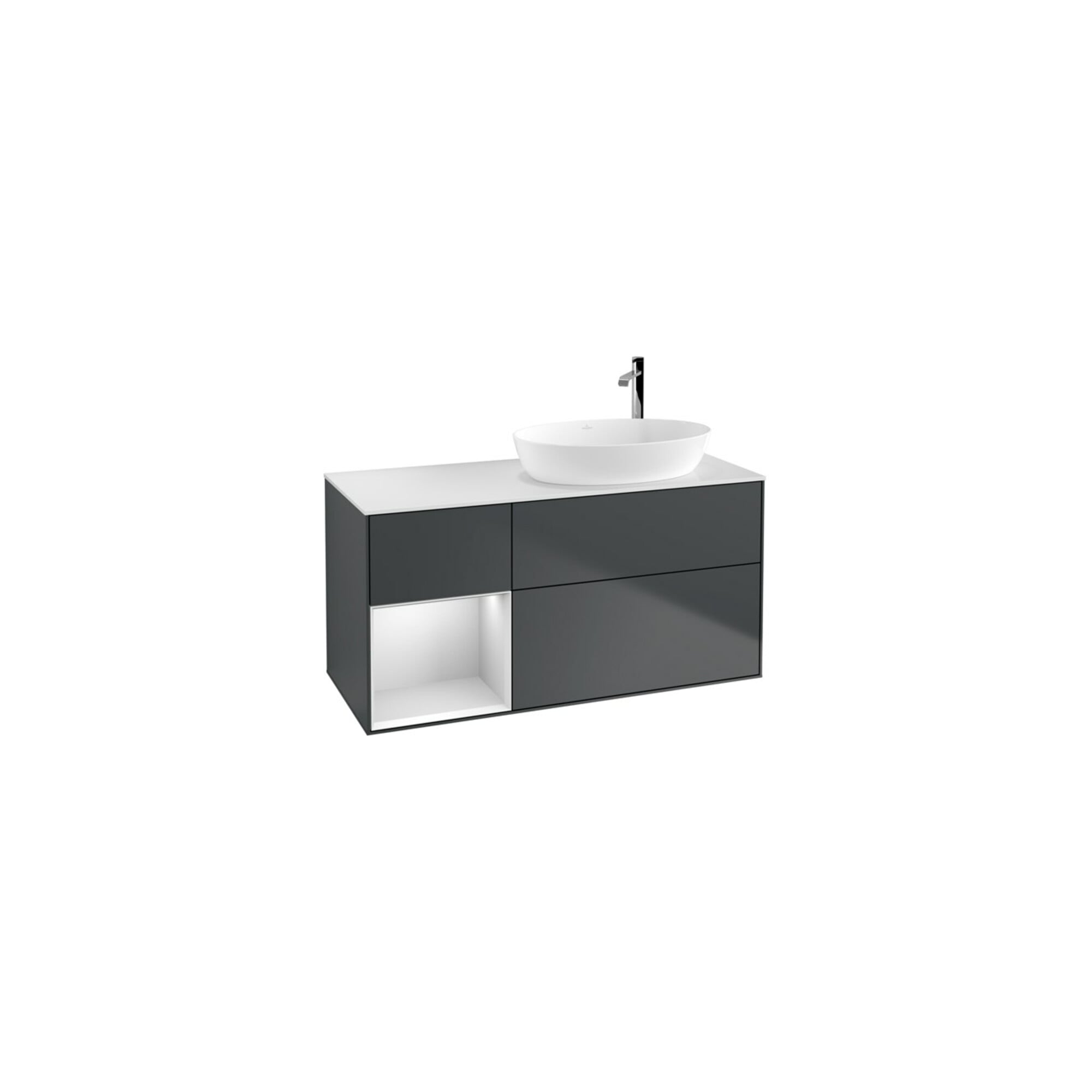 V&B Waschtischunterschrank Wandbeleuchtung Finion 120cm, Pl w m, Rg w m Lac, md bl. m Lac ; Villeroy & Boch