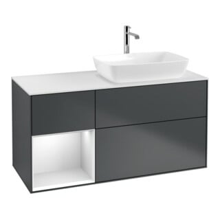 V&B Waschtischunterschrank Wandbeleuchtung Finion 120cm, Pl w m, Rg w m Lac, md bl. m Lac