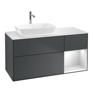 V&B Waschtischunterschrank Wandbeleuchtung Finion 120cm, Pl w m, Rg w m Lac, md bl. m Lac