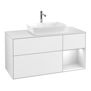V&B Waschtischunterschrank Wandbeleuchtung Finion 120cm, Pl w m, Rg wh. m Lac, glo wh. Lac