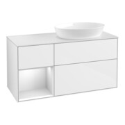 V&B Waschtischunterschrank Wandbeleuchtung Finion 120cm, Pl w m, Rg wh. m Lac, glo wh. Lac