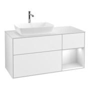 V&B Waschtischunterschrank Wandbeleuchtung Finion 120cm, Pl w m, Rg wh. m Lac, glo wh. Lac