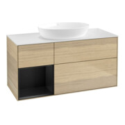 V&B Waschtischunterschrank Wandbeleuchtung Finion 120cm, Pl wh. m, Reg bla m Lac, Oa ven
