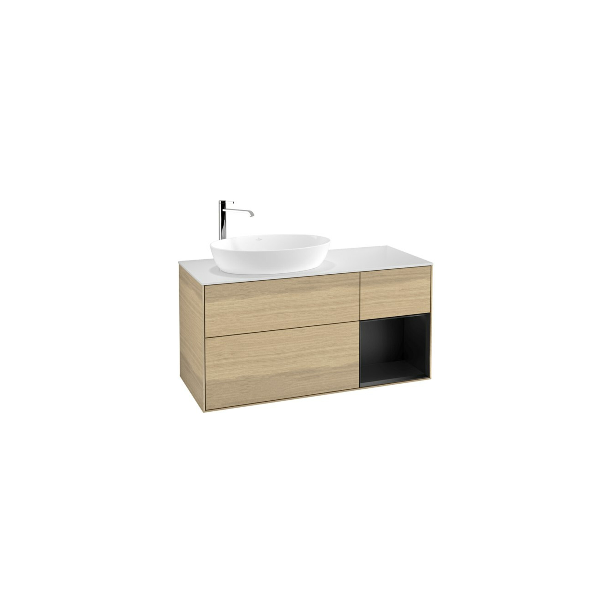 V&B Waschtischunterschrank Wandbeleuchtung Finion 120cm, Pl wh. m, Reg bla m Lac, Oa ven ; Villeroy & Boch