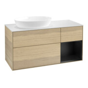 V&B Waschtischunterschrank Wandbeleuchtung Finion 120cm, Pl wh. m, Reg bla m Lac, Oa ven