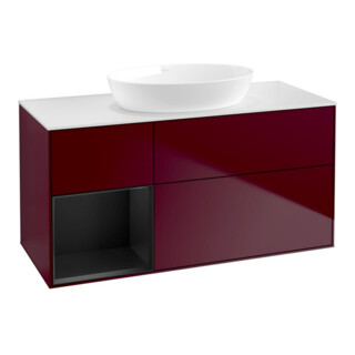 V&B Waschtischunterschrank Wandbeleuchtung Finion 120cm, Pl wh. m, Reg bla m Lac, Peo m