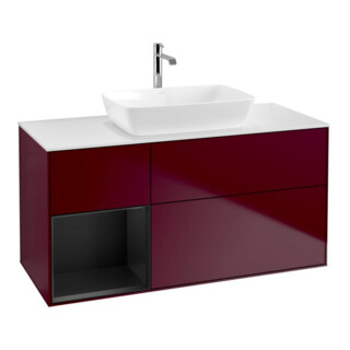 V&B Waschtischunterschrank Wandbeleuchtung Finion 120cm, Pl wh. m, Reg bla m Lac, Peo m