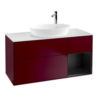 V&B Waschtischunterschrank Wandbeleuchtung Finion 120cm, Pl wh. m, Reg bla m Lac, Peo m