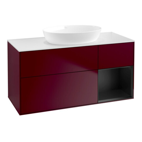 V&B Waschtischunterschrank Wandbeleuchtung Finion 120cm, Pl wh. m, Reg bla m Lac, Peo m
