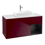 V&B Waschtischunterschrank Wandbeleuchtung Finion 120cm, Pl wh. m, Reg bla m Lac, Peo m