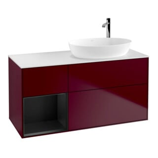 V&B Waschtischunterschrank Wandbeleuchtung Finion 120cm, Pl wh. m, Reg bla m Lac, Peo m