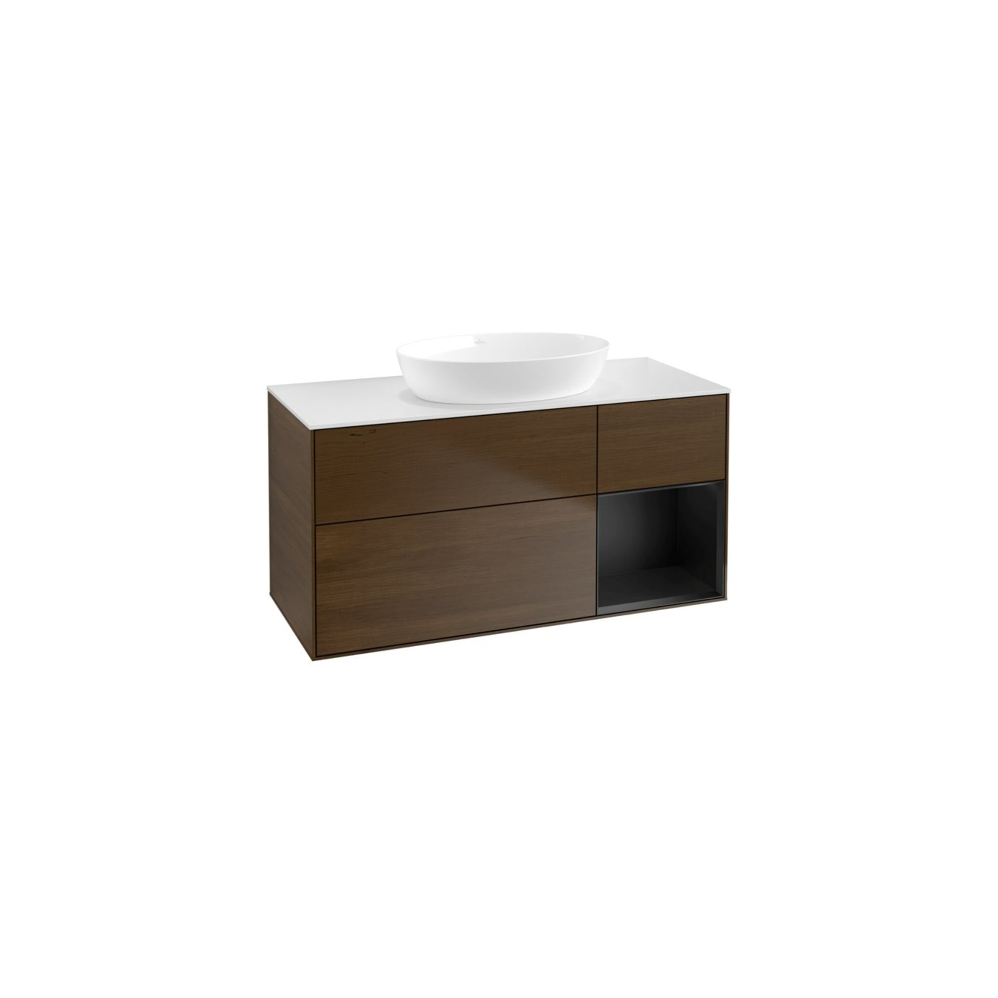 V&B Waschtischunterschrank Wandbeleuchtung Finion 120cm, Pl wh. m, Reg bla m Lac, wal ven ; Villeroy & Boch