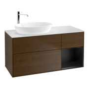 V&B Waschtischunterschrank Wandbeleuchtung Finion 120cm, Pl wh. m, Reg bla m Lac, wal ven