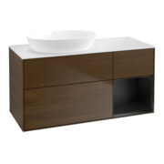 V&B Waschtischunterschrank Wandbeleuchtung Finion 120cm, Pl wh. m, Reg bla m Lac, wal ven