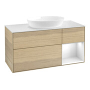 V&B Waschtischunterschrank Wandbeleuchtung Finion 120cm, Pl wh. m, Reg glo wh. Lac, Oa ven