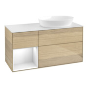 V&B Waschtischunterschrank Wandbeleuchtung Finion 120cm, Pl wh. m, Reg glo wh. Lac, Oa ven