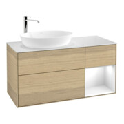 V&B Waschtischunterschrank Wandbeleuchtung Finion 120cm, Pl wh. m, Reg glo wh. Lac, Oa ven