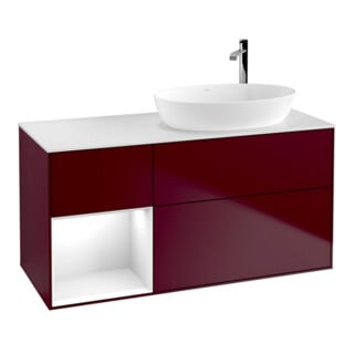 V&B Waschtischunterschrank Wandbeleuchtung Finion 120cm, Pl wh. m, Reg glo wh. Lac, Peo m