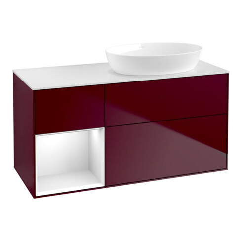 V&B Waschtischunterschrank Wandbeleuchtung Finion 120cm, Pl wh. m, Reg glo wh. Lac, Peo m