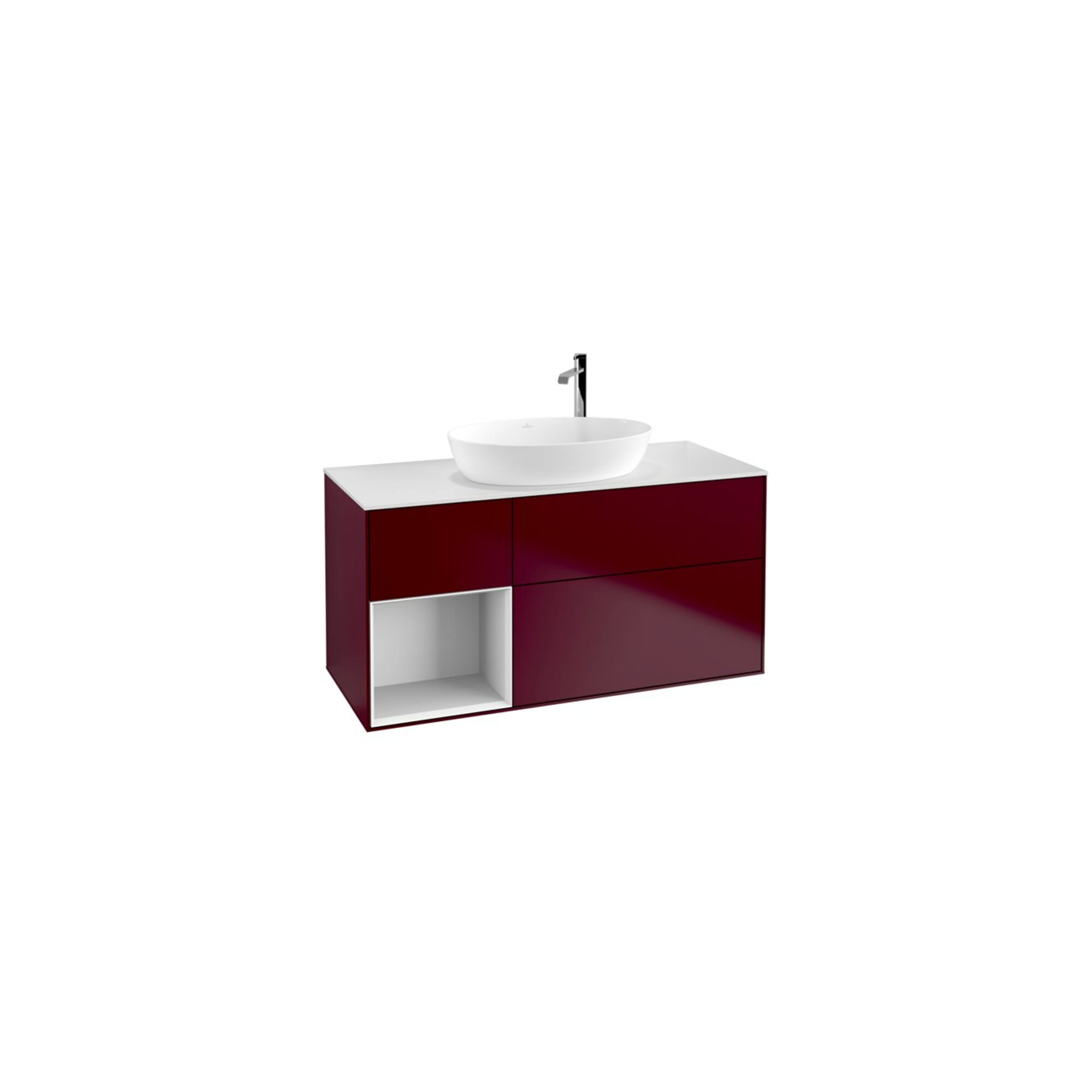 V&B Waschtischunterschrank Wandbeleuchtung Finion 120cm, Pl wh. m, Reg glo wh. Lac, Peo m ; Villeroy & Boch