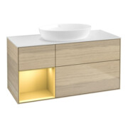 V&B Waschtischunterschrank Wandbeleuchtung Finion 120cm, Pl wh. m, Reg gol m Lac, Oa ven