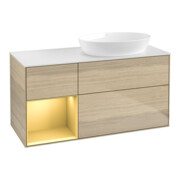 V&B Waschtischunterschrank Wandbeleuchtung Finion 120cm, Pl wh. m, Reg gol m Lac, Oa ven