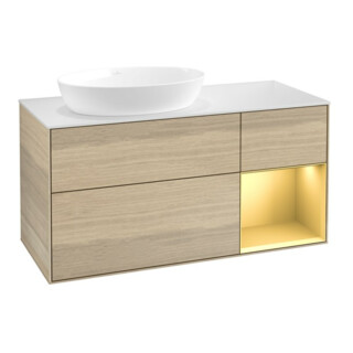 V&B Waschtischunterschrank Wandbeleuchtung Finion 120cm, Pl wh. m, Reg gol m Lac, Oa ven