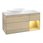 V&B Waschtischunterschrank Wandbeleuchtung Finion 120cm, Pl wh. m, Reg gol m Lac, Oa ven