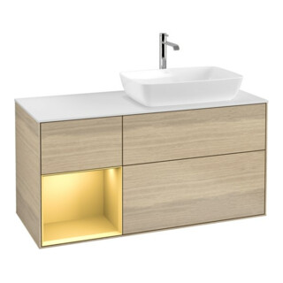 V&B Waschtischunterschrank Wandbeleuchtung Finion 120cm, Pl wh. m, Reg gol m Lac, Oa ven