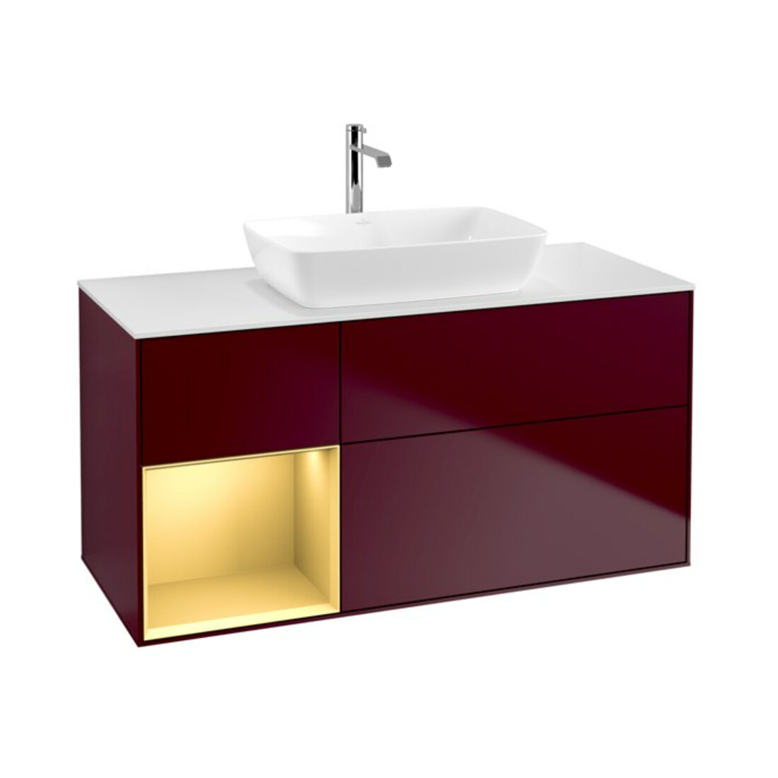 V&B Waschtischunterschrank Wandbeleuchtung Finion 120cm, Pl wh. m, Reg gol m Lac, Peo m