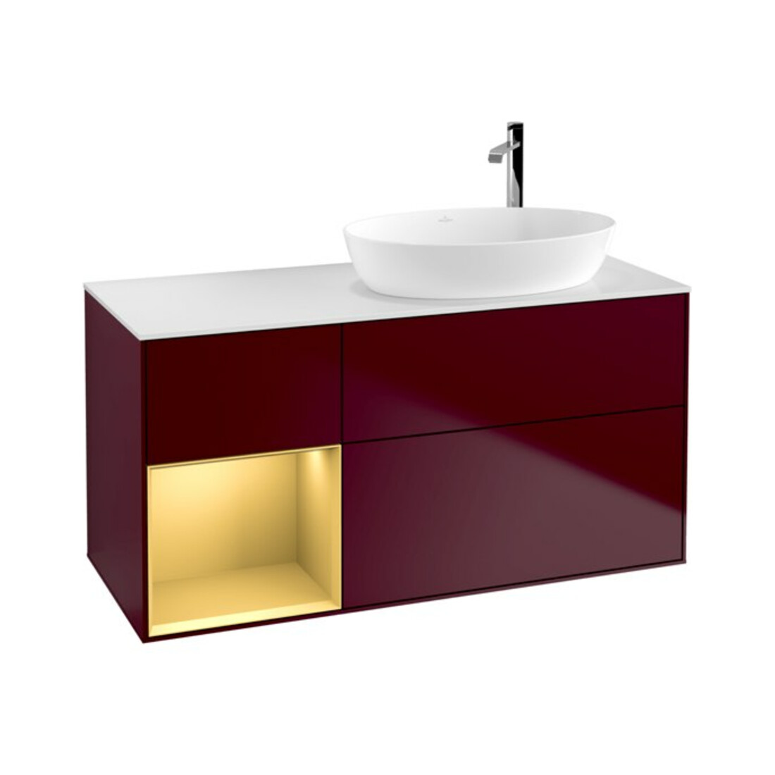 V&B Waschtischunterschrank Wandbeleuchtung Finion 120cm, Pl wh. m, Reg gol m Lac, Peo m