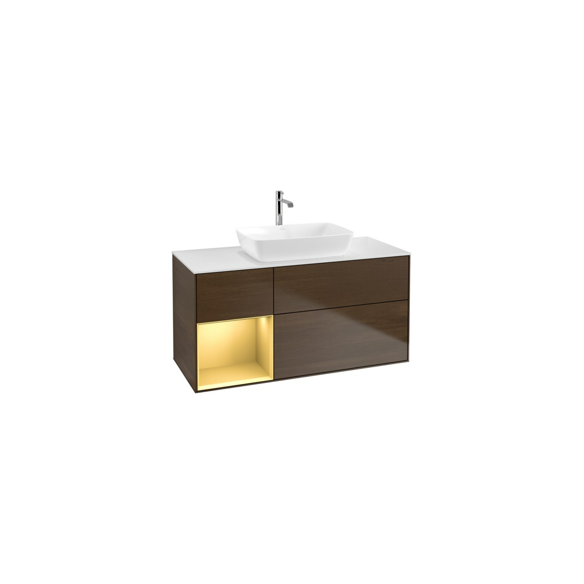V&B Waschtischunterschrank Wandbeleuchtung Finion 120cm, Pl wh. m, Reg gol m Lac, wal ven ; Villeroy & Boch