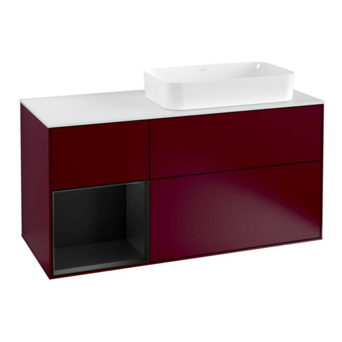 V&B Waschtischunterschrank Wandbeleuchtung Finion 120cm, Pl wh. m, Reg li bla m Lac, Peo m