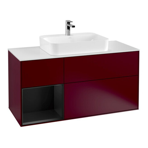 V&B Waschtischunterschrank Wandbeleuchtung Finion 120cm, Pl wh. m, Reg li bla m Lac, Peo m