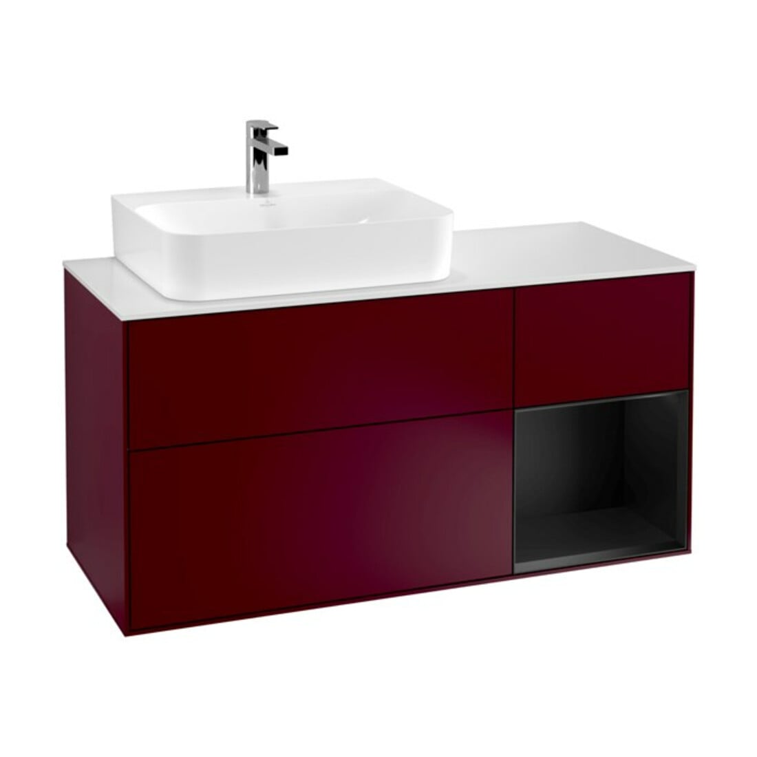 V&B Waschtischunterschrank Wandbeleuchtung Finion 120cm, Pl wh. m, Reg li bla m Lac, Peo m