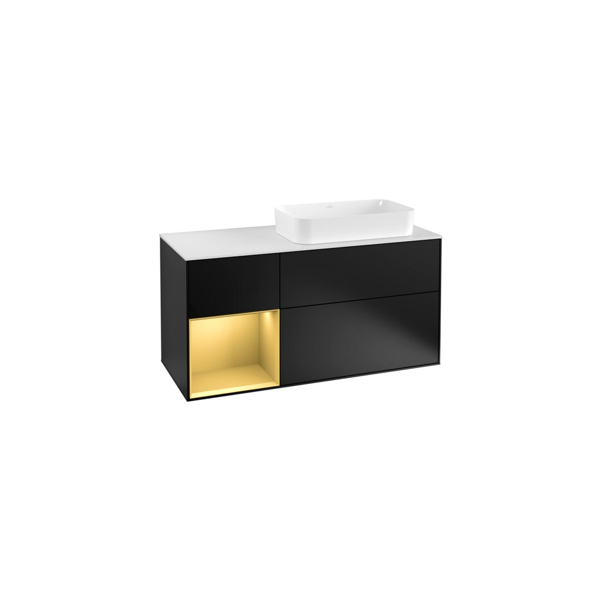 V&B Waschtischunterschrank Wandbeleuchtung Finion 120cm, Pl wh. m, Reg li gol m, bla m Lac ; Villeroy & Boch