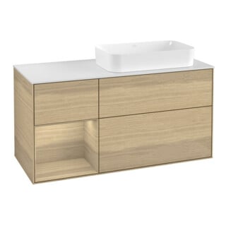 V&B Waschtischunterschrank Wandbeleuchtung Finion 120cm, Pl wh. m, Reg li Oa ven, Oa ven