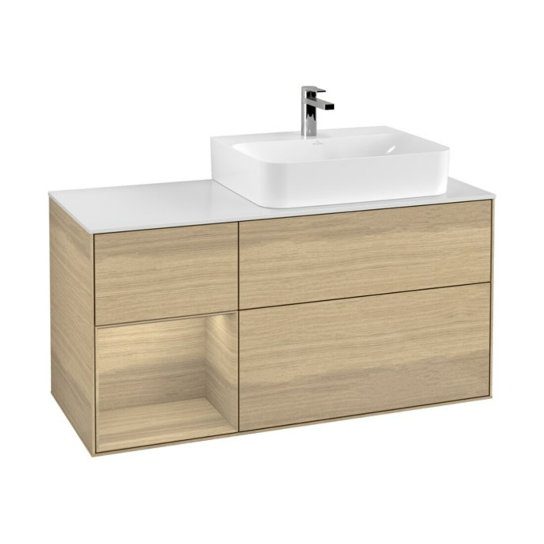 V&B Waschtischunterschrank Wandbeleuchtung Finion 120cm, Pl wh. m, Reg li Oa ven, Oa ven