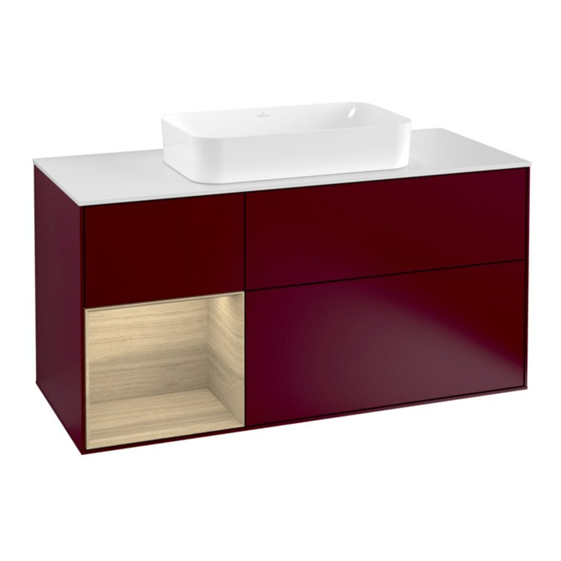 V&B Waschtischunterschrank Wandbeleuchtung Finion 120cm, Pl wh. m, Reg li Oa ven, Peo m